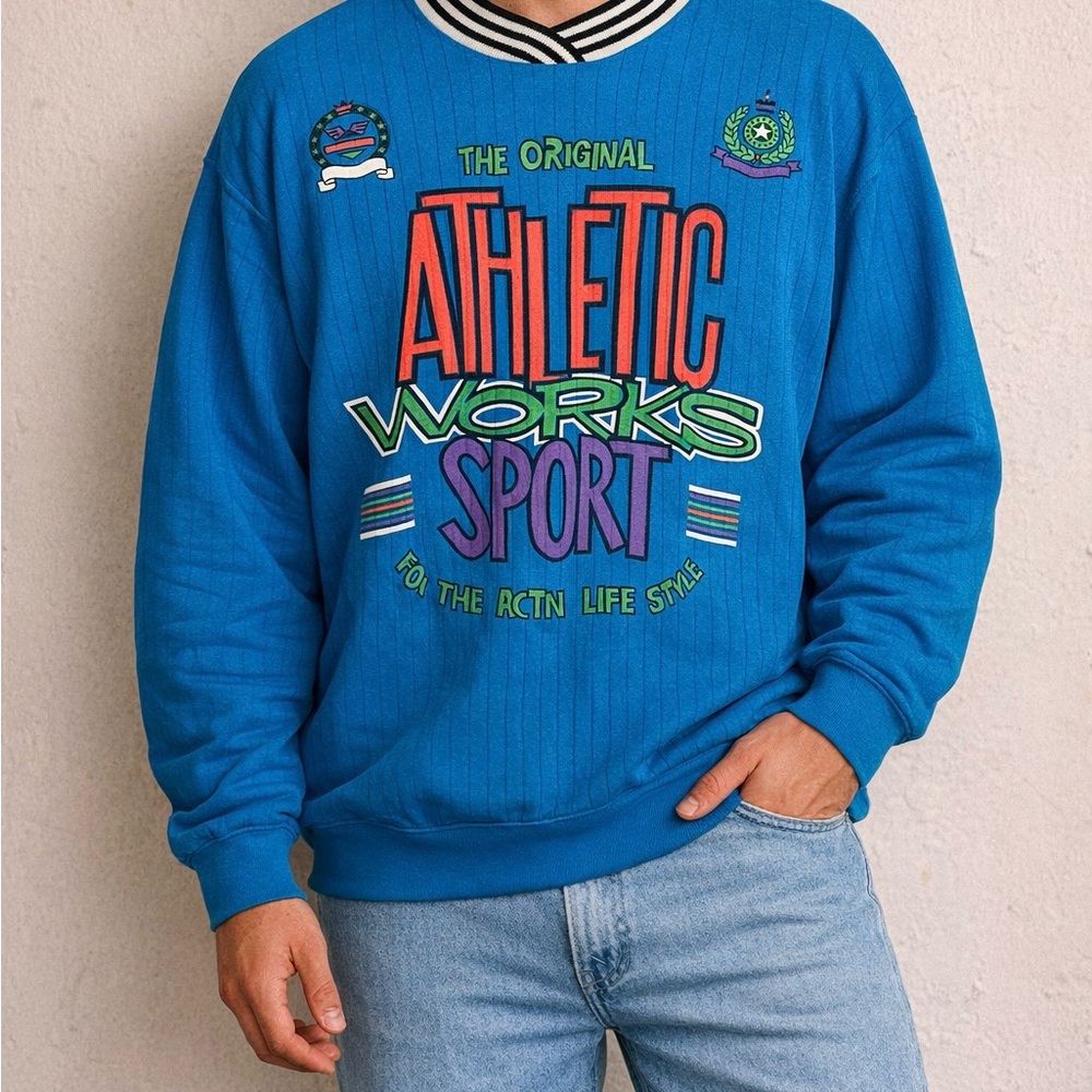 Vintage Athletic Works Sports Collector Retro Blue Men’s Size Large 38-44
